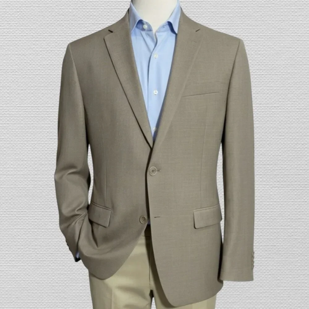 TOMMY HILFIGER Men’s Blazer Sport Coat 2-Button Jacket 44R Tan Beige Wool Blend